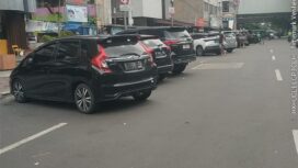 Foto: Deretan kendaraan terlihat parkir di bahu Jalan H. Samanhudi, Sawah Besar, Jakarta Pusat, Kamis (26/3/2026). Padahal, di lokasi tersebut terpasang rambu larangan parkir.
