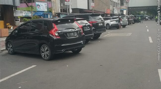 Foto: Deretan kendaraan terlihat parkir di bahu Jalan H. Samanhudi, Sawah Besar, Jakarta Pusat, Kamis (26/3/2026). Padahal, di lokasi tersebut terpasang rambu larangan parkir. 