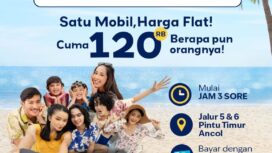 Foto : Wisata hemat kini bisa dinikmati di Ancol Taman Impian melalui program “Tiket Seru Ancol – Satu Mobil Rame-Rame Harga Flat” yang menetapkan tarif masuk Rp120.000 per mobil, Jumat (17/4/2026).
