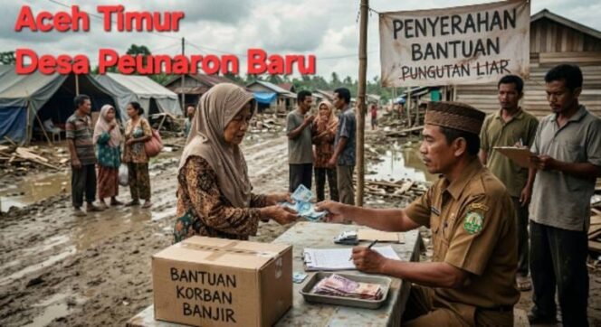 
					 Foto : Dugaan praktik pungutan liar (pungli) mencuat di Desa Peunaron Baru, Kecamatan Peunaron, Kabupaten Aceh Timur. Oknum perangkat desa setempat diduga meminta sejumlah uang dari warga penerima bantuan Jaminan Hidup (Jadup) bagi korban banjir.
