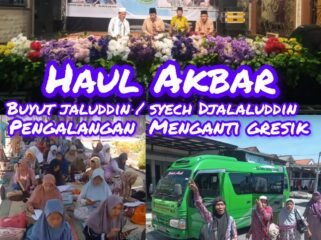 Foto : Dusun Pengalangan, Kecamatan Menganti, Kabupaten Gresik dipenuhi ribuan jamaah pada Jumat (8/5/2026) dalam pelaksanaan Haul Agung Buyut Djalaludin. 