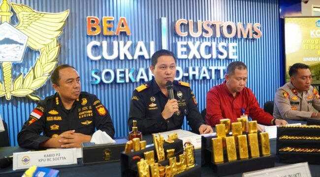 Foto : Bea Cukai Soekarno-Hatta bersama Aviation Security (Avsec) berhasil menggagalkan 12 kasus pembawaan emas ilegal ke luar negeri selama periode April hingga Mei 2026.
