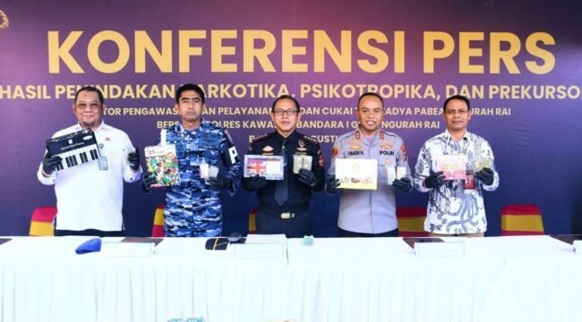 Foto : penyelundupan narkotika lintas negara melalui Bandara Internasional I Gusti Ngurah Rai, Bali, berhasil digagalkan petugas Bea Cukai Ngurah Rai bersama Satuan Reserse Narkoba Polres Kawasan Bandara I Gusti Ngurah Rai.
