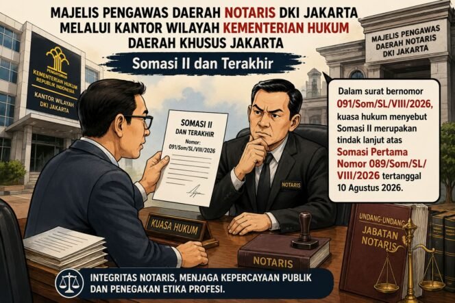 
					Foto:Pengurusan transaksi jual beli tanah antara seorang klien dengan Notaris D.Y., S.H., M.Kn. memasuki tahap Somasi II dan Terakhir. Somasi tersebut disampaikan oleh SUN LAW & PARTNERS melalui kuasa hukum Amir Minabari, S.H., M.H., C.CL dan Pamela Adelia Sidauruk, S.H.
