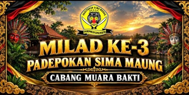 
					Foto: Ratusan Pendekar Silat Betawi dari berbagai jenjang usia, mulai dari usia dini hingga dewasa berkumpul dalam acara Milad ke-3 Padepokan Silat Simamaung, Cabang Desa Muara Bakti yang digelar di Halaman Kantor Desa Muara Bakti, Kecamatan Babelan, Kabupaten Bekasi, Sabtu (17/10/2026).